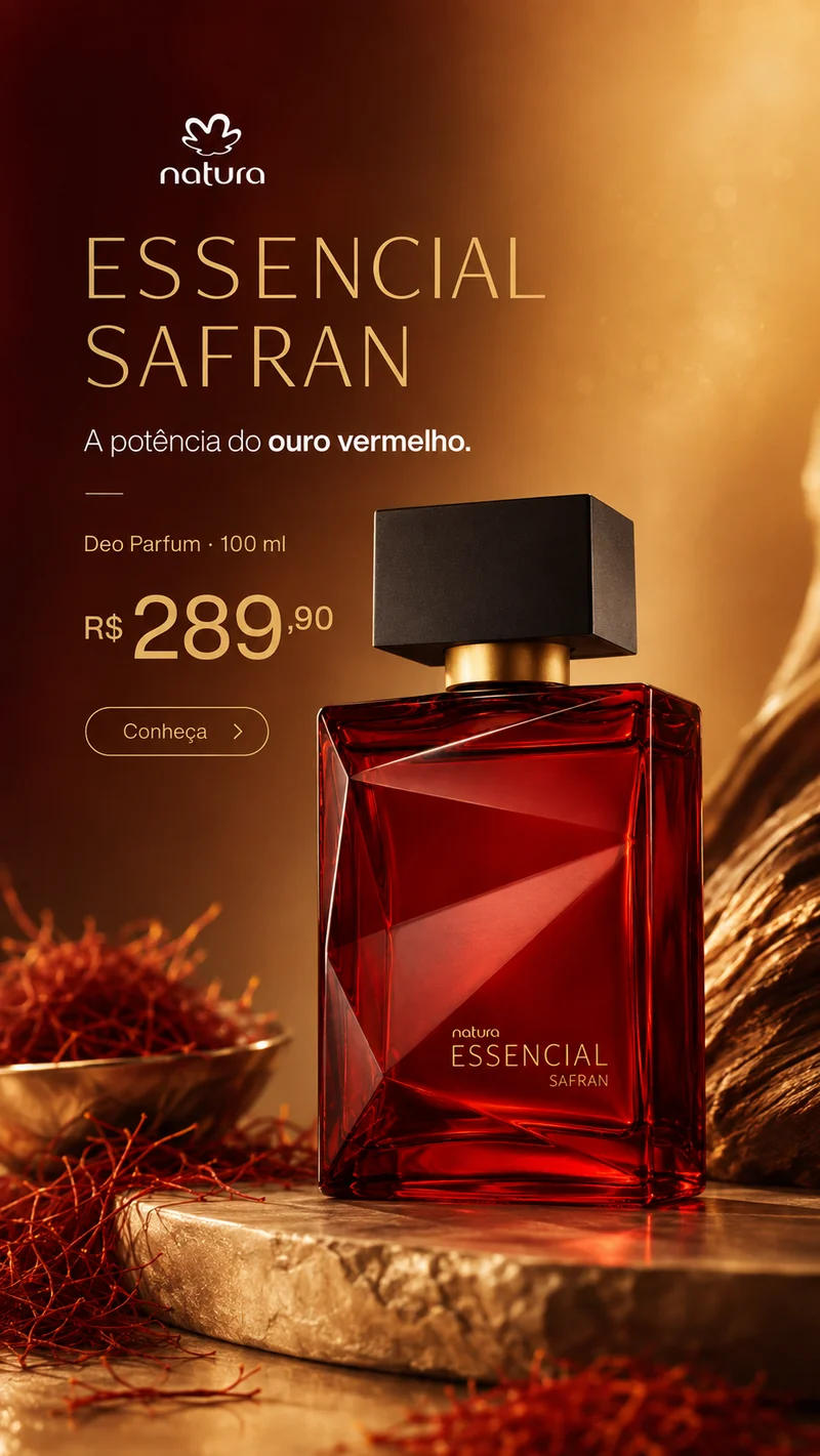 Story vertical gerado na UNTD para a campanha Natura Essencial Safran